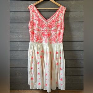 Boden Pink and Cream Embroidered Dress